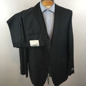 Dkny 2 piece mens suit solid gray slim gray 44r side vents 2 piece nwt ea0080